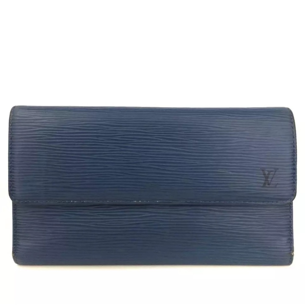Louis Vuitton Epi Trifold Wallet Leather Blue
